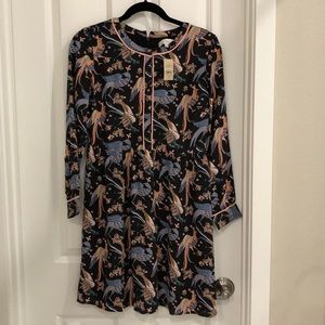 Beautiful bird motif knee length dress